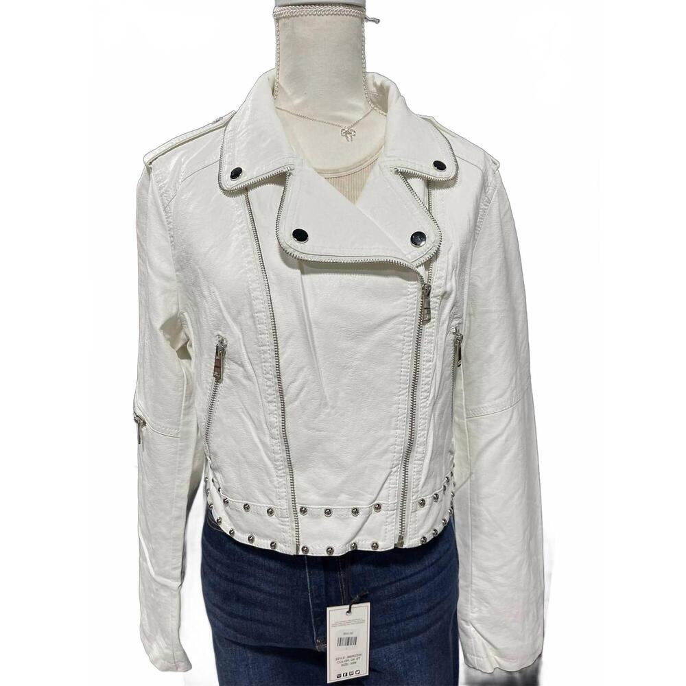 NEW COALITION LA women's biker leather jacket in white